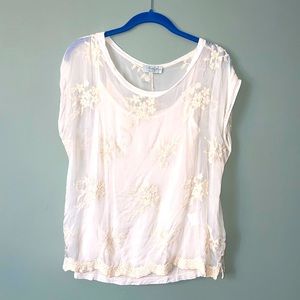 3/$27 Angela Moda top silk lace size M